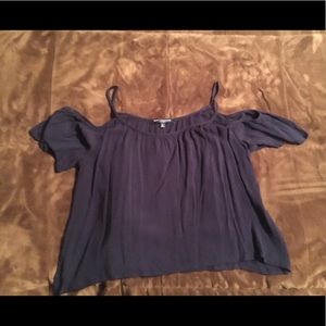 Navy blue cold shoulder shirt